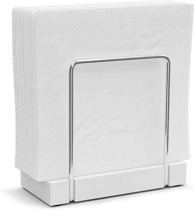 Napkin Holder for Table, Bamboo Iron Standing Napkin Dispenser for Kitchen by Wican