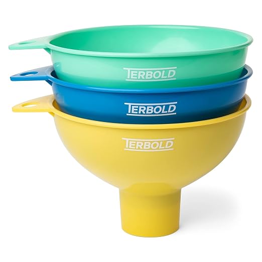 3pc Wide Mouth Canning Funnels for Filling Bottles and Mason Jars | Large Spout by Terbold