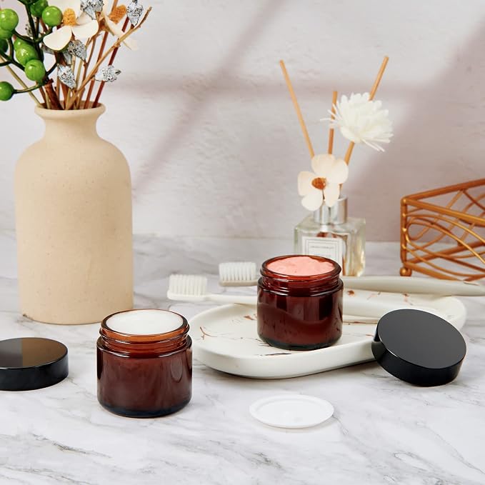2oz Jars with Lids, Hoa Kinh 24 Pack Amber Glass Jars with Lids Empty Cosmetic - Image 7