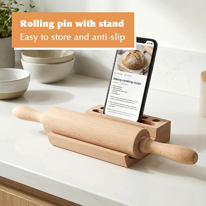 Rolling Pin Set for Baking, 3-Piece Wooden Dough Roller - Image 5