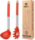 Silicone Pasta Fork and Ladle Spoon Set, Large Non Stick Kitchen Utensils by BUNDLEPRO