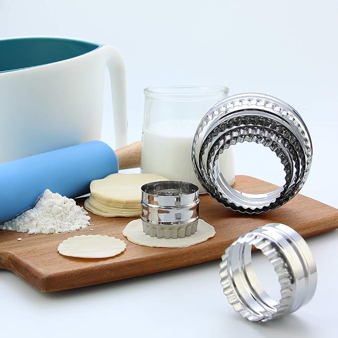 Fluted Cookie Cutters- Round Biscuit Cutters Set of 6 Pieces, Double Sided - Image 6