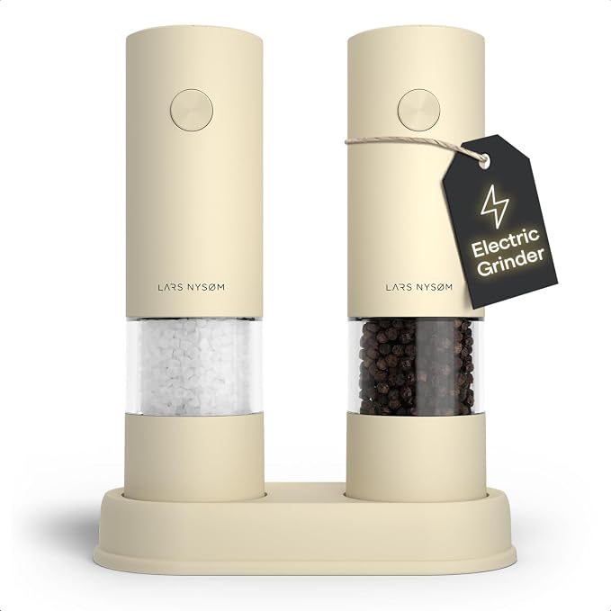 LARS NYSØM Electric Salt and Pepper Grinder Set I Automatic Salt and Pepper by LN