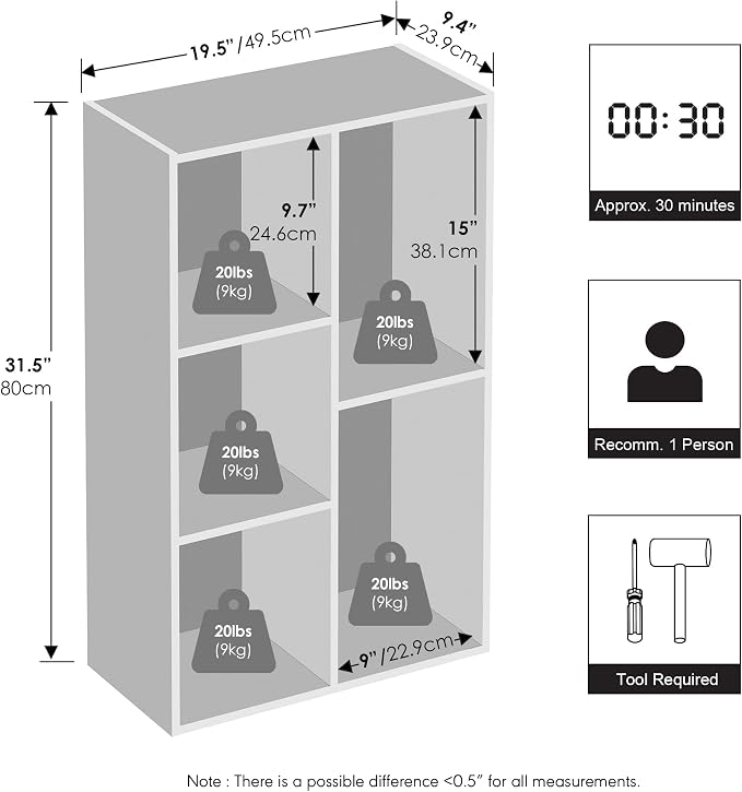 Furinno Reed Closet Organizers and Storage, 5-Cube Reversible Closet Shelves - Image 2