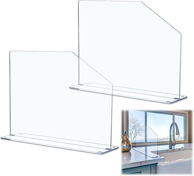 Vesici 2 Pcs Clear Acrylic Sink Splash Guard Freestanding Panel Barrier by Vesici