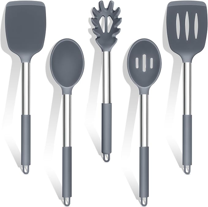TeamFar Silicone Cooking Utensils Set, Turner/Spoon/Pasta Server by TeamFar