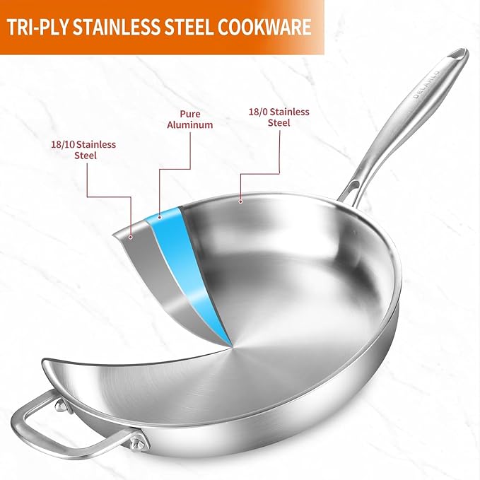 DELARLO Tri-Ply Stainless Steel Pan - Image 2