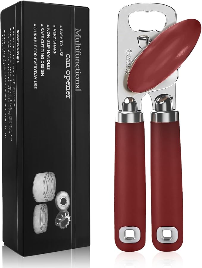 Safring Can Opener Manual, Heavy Duty Stainless Steel Smooth Edge Can Openers by Safring