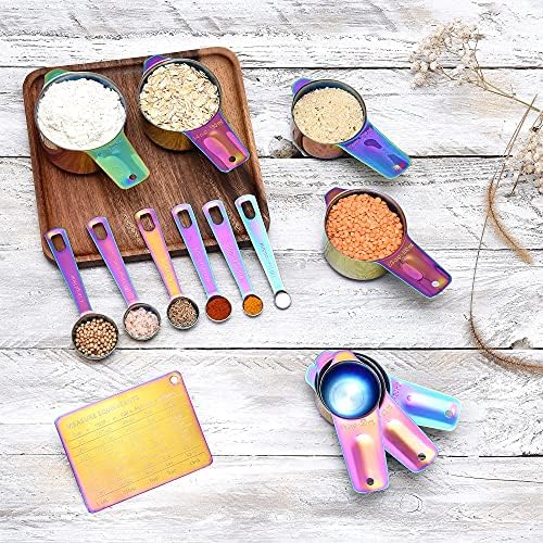 Kich 14 Piece Iridescent Rainbow Stainless Steel Measuring Cups and
