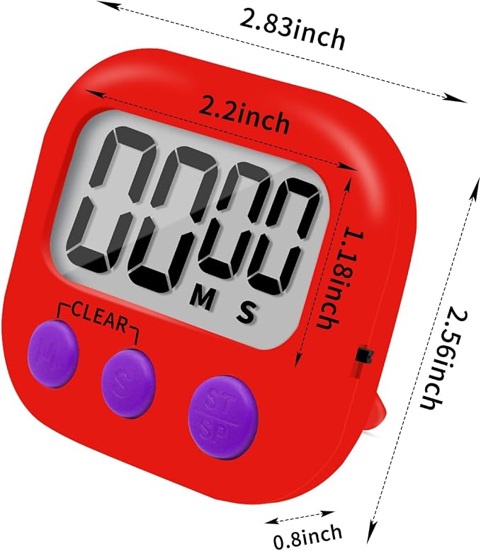 6 Pack Small Digital Kitchen Timer Magnetic Back and ON/Off Switch, Minute - Image 2