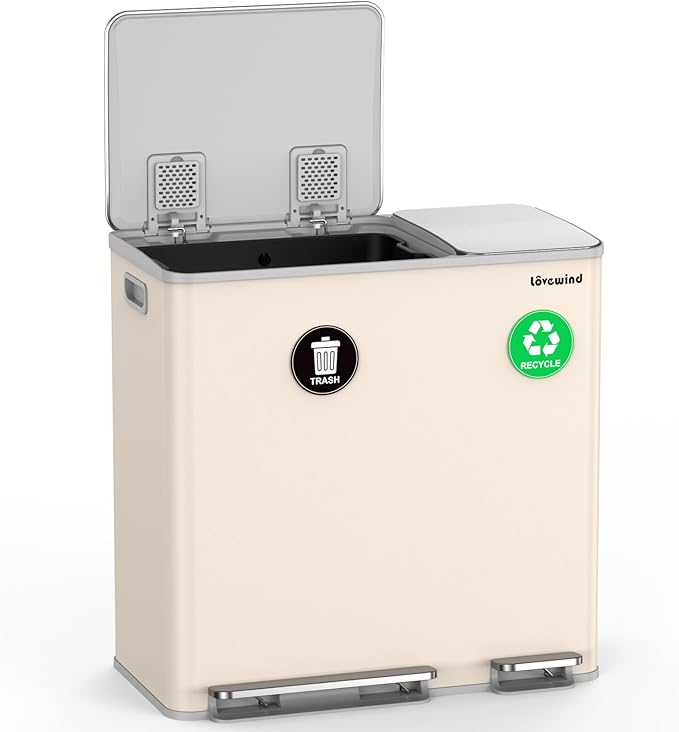 Lovewind Dual Trash Can, 14 + 6 Gallon Garbage Can by LOVEWIND