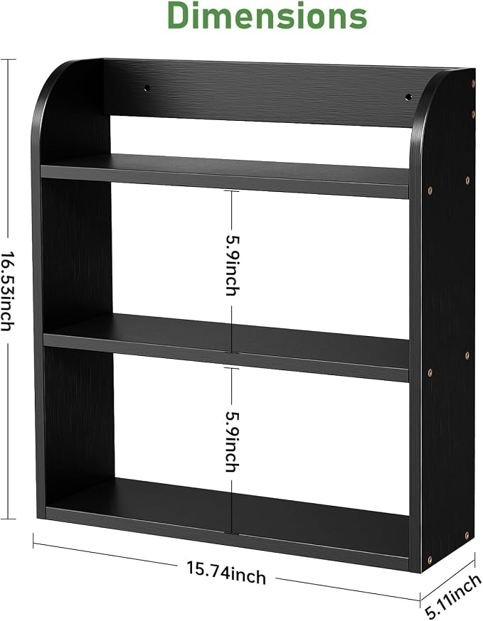 ROMGUAR CRAFT 3 Tier Bamboo Spice Rack, Countertop or Wall Mounting Wood Spice - Image 3