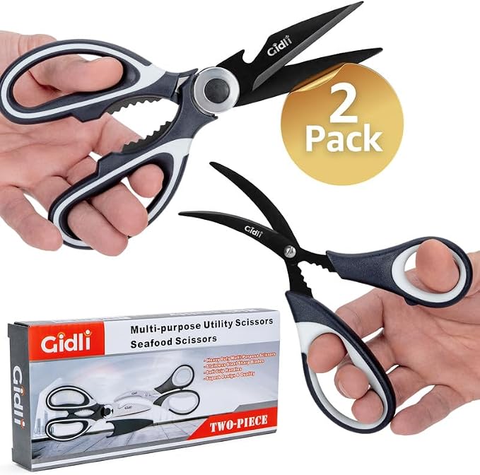 Titanium Coated Kitchen Scissors 2-Piece Set by Gidli - Image 8