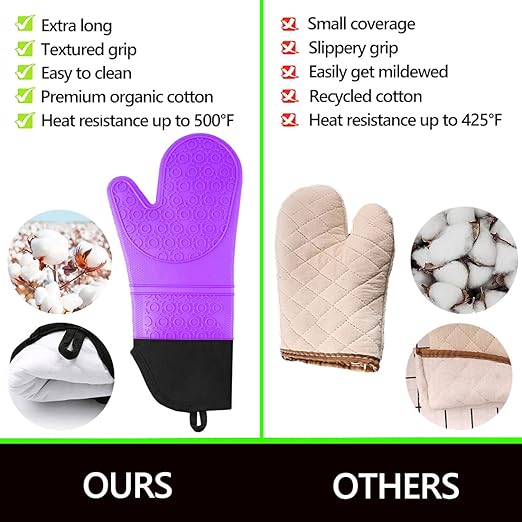 Silicone Oven Mitts and Pot Holders Sets, MTZRFLL Extra Long Heat Resistant - Image 5