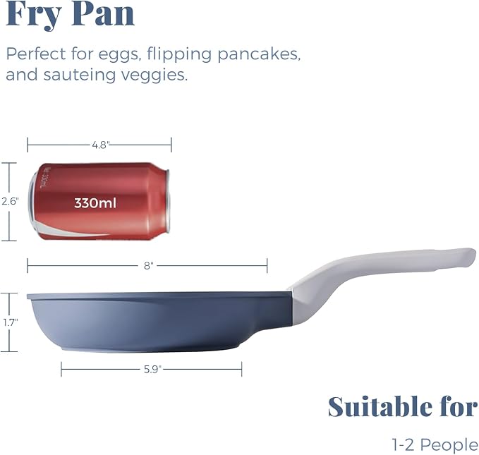 PRICUSIS Nonstick Ceramic Frying Pan, 8/10/12 Inch Non Toxic Skillet, Egg & - Image 2