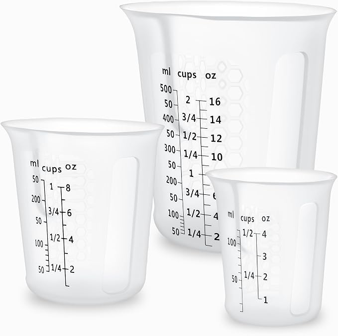 Silicone Measuring Cups Set 125ml + 250ml + 500ml by SwigranceQualityCreativity