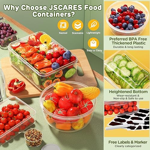 JSCARES 40 PCS Food Storage Containers with Lids