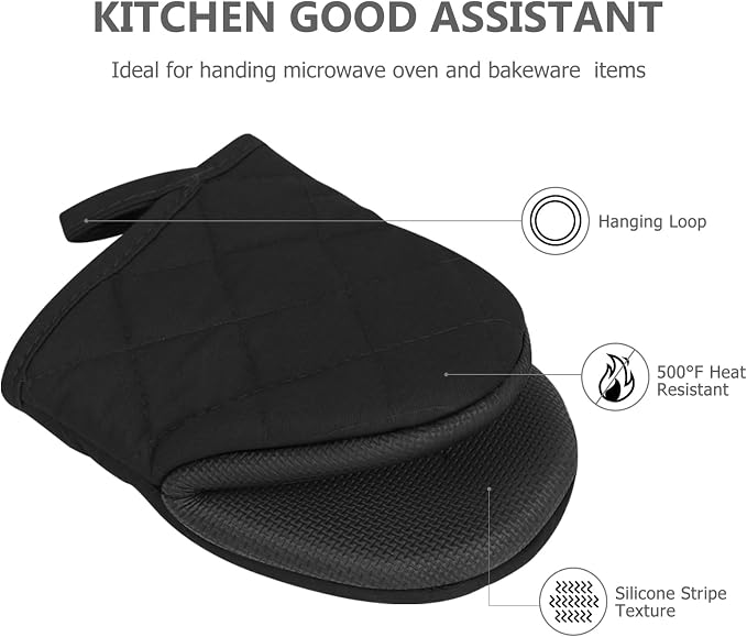 Oven Mitts and Pot Holders Set, Heat Resistant Silicone Kitchen Mini Oven - Image 3