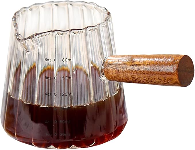 Wooden Handle Coffee Cup with Scale, Espresso Accessories Double Scale Glass by Unknown