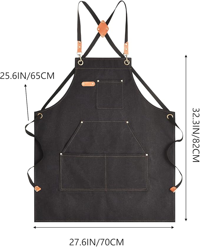 Aoomzoon Canvas Aprons for Men Chef Apron, Work Apron - 16oz Heavy Duty Cross - Image 7