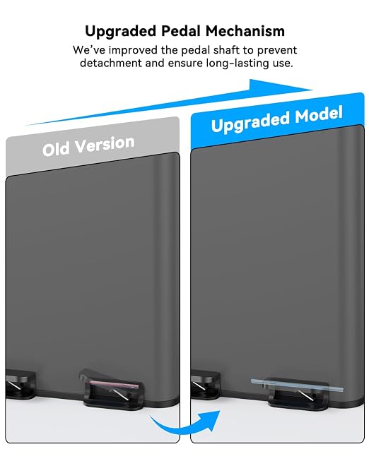 Dual Trash and Recycling Bins for Kitchen, 13.2 + 5.2 Gal Stainless Steel Trash - Image 5