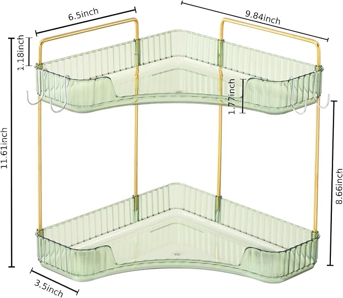 2-Tier Corner Bathroom Organizer Countertop - Image 2
