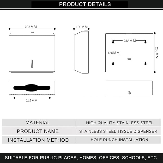 Comercial Paper Towel Dispenser Wall Mount, Stainless Steel Hand Towel Dispenser - Image 7