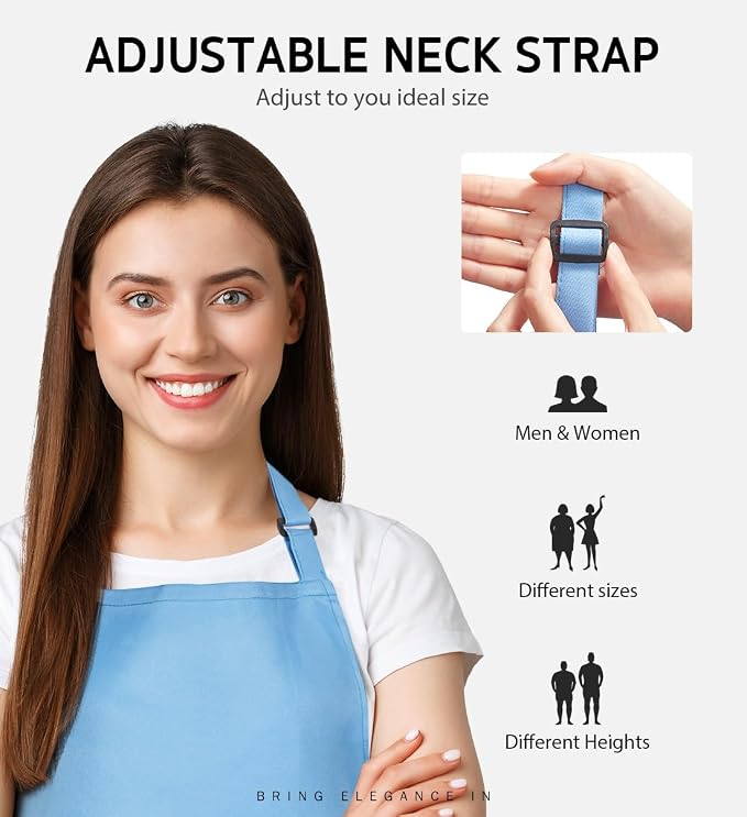 Syntus Apron for Men Women, Adjustable Cooking Kitchen Chef Aprons - Image 4