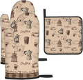 Vintage Coffee Themed Oven Mitts Heat Resistant, Vintage Pot Holder and Oven by Unknown