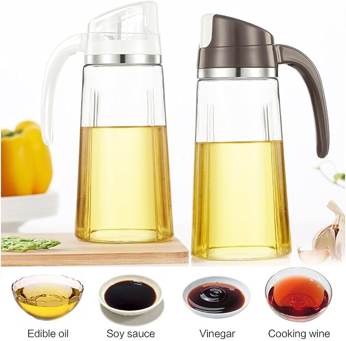 Marbrasse Oil Dispenser for Kitchen, 20 OZ /600ml Leakproof Glass Oil Bottle - Image 6