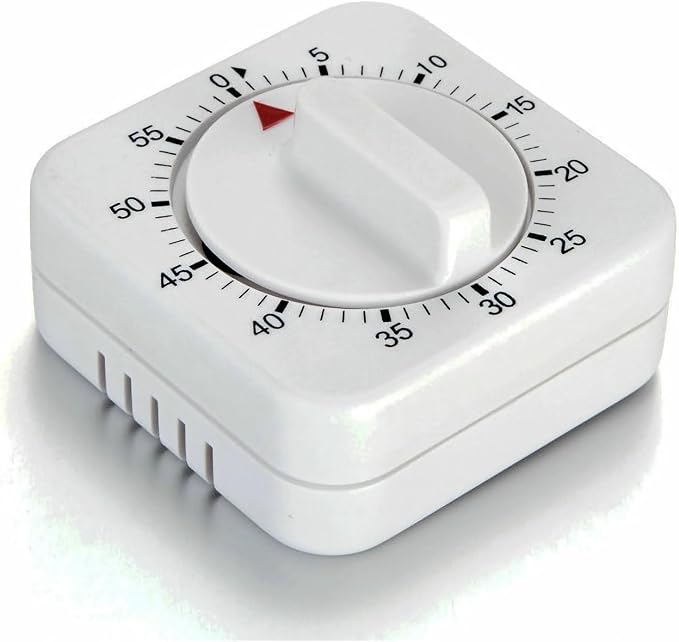 Square 60 Minute Mechanical Kitchen Timer by NUOSWEK