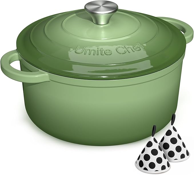 Umite Chef Enameled Cast Iron Dutch Oven-7QT Pot by UmiteChef