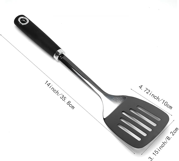 Metal Spatula, Stainless Steel Slotted Turner - Image 3
