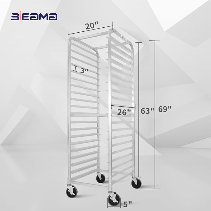 BIEAMA 20-Tier Sheet Pan Rack, NSF Bun Pan Rack, Aluminum Bakery Rack, Home - Image 2