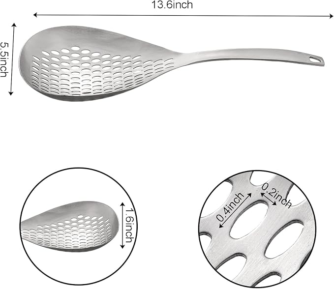 2 Pack Skimmer Slotted Spoon, 13.6 Inch Large Stainless Steel Skimmer Ladle - Image 2
