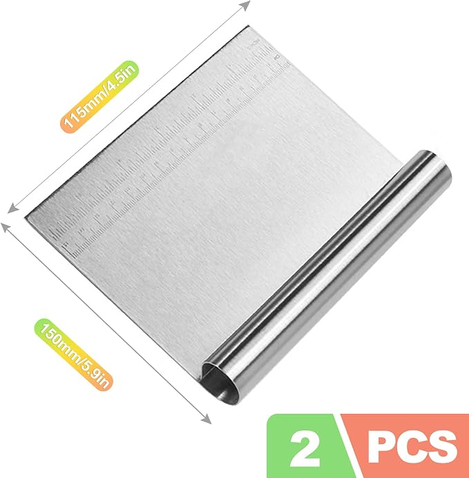 ZukoCert 2-Pack Stainless Steel Bench Scraper – Durable Dough Cutter - Image 2