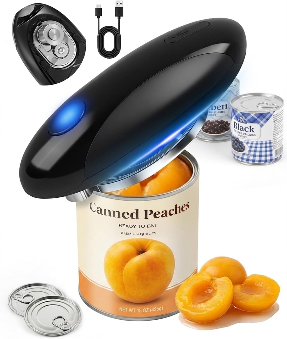 Electric Can Opener, Automatic Can Opener for Senior, One touch Side