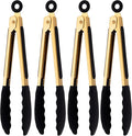 4-Piece Kitchen Food Tongs 7" Mini Silicone Serving Tongs by Mafier