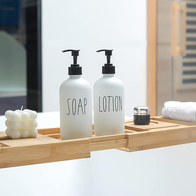 MOMEEMO White Soap Dispenser Bathroom Set, Contains Hand and Lotion Dispenser - Image 5