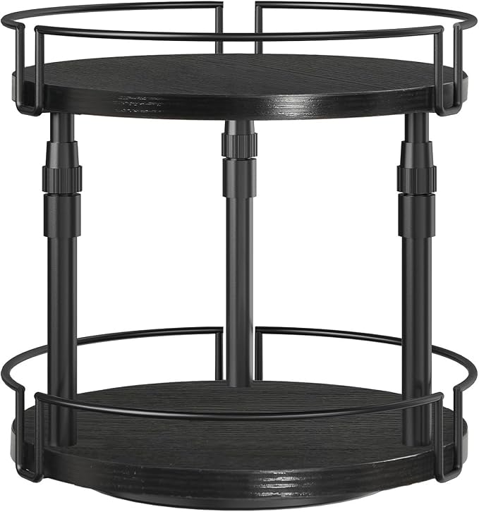 HOOBRO Lazy Susan Organizer Spice Rack, 2-Tier Height Adjustable Rotating Lazy by HOOBRO