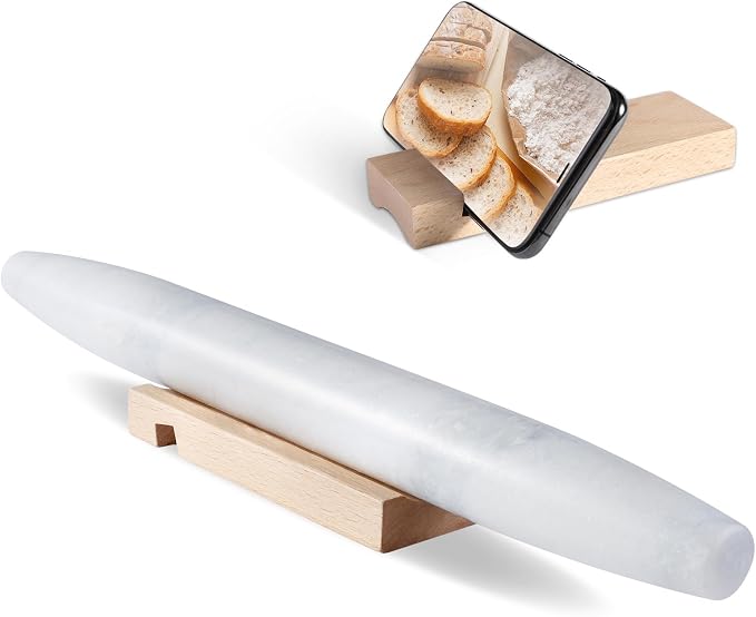 Koville African Natural Marble French Rolling Pin, 16inch Non-Stick Rolling Pin by Koville