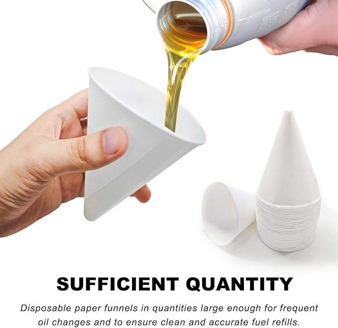 DXNQ 30PCS Disposable Engine Oil Funnels, Paper Cone Funnel Motor Oil Funnel - Image 5
