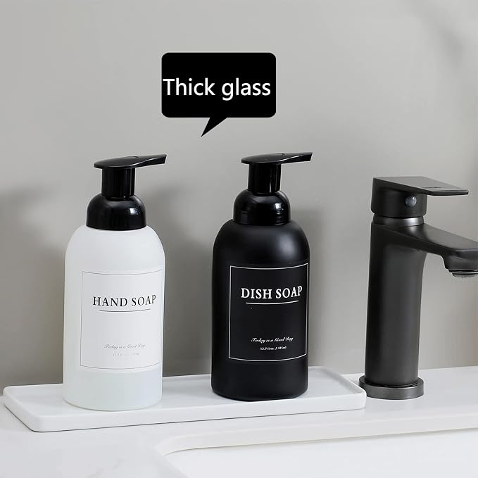 rejomiik 2 Pack Foaming Soap Dispenser Thick Glass Foam Hand Soap Dispenser - Image 2
