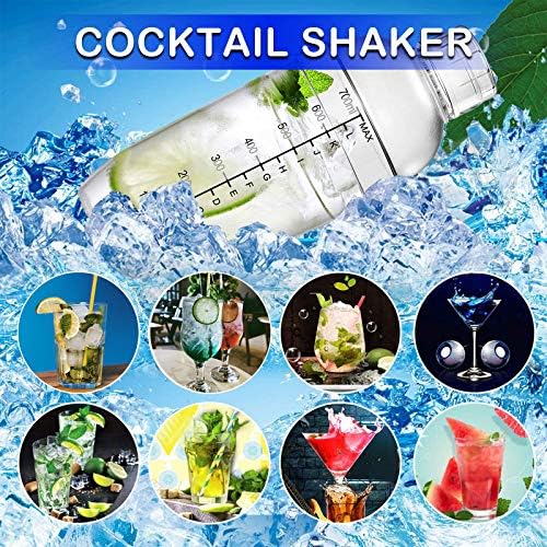 4 pcs Clear Cocktail Shaker Set 2 pcs Plastic bar Shaker with 2 pcs