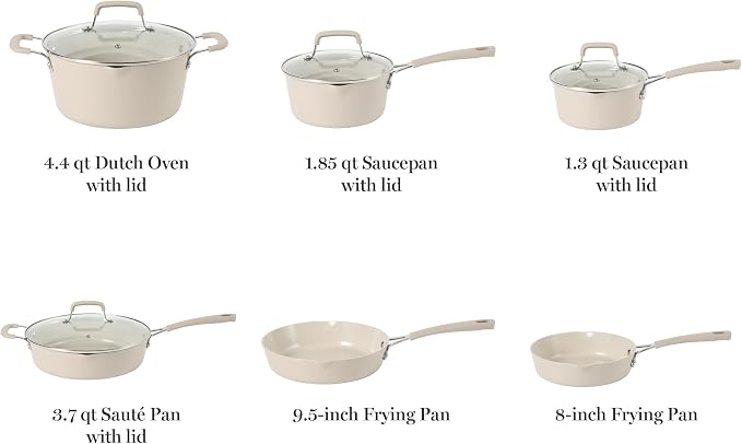 Martha Stewart Heathland Premium Nonstick PFA Free Ceramic Interior 10-Piece - Image 3