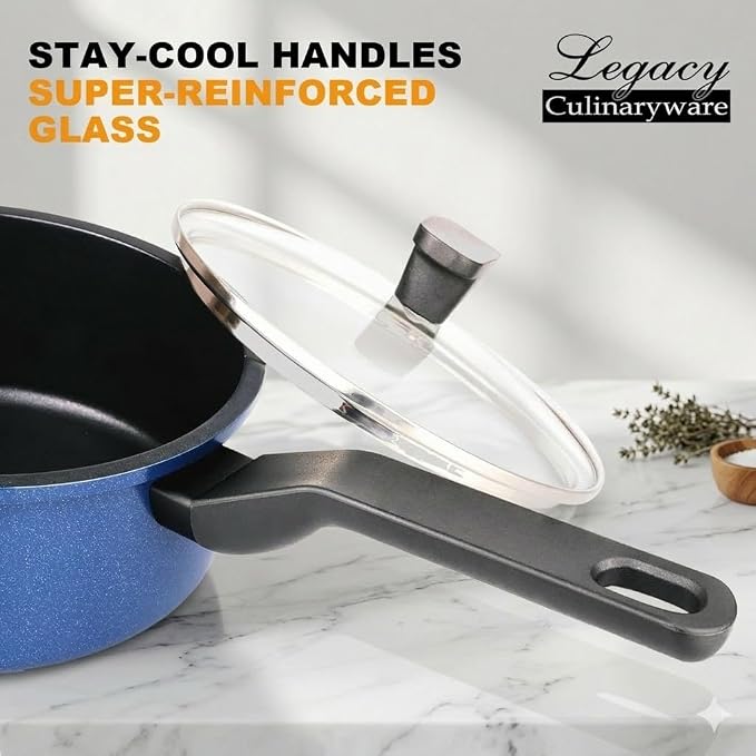 Nonstick Sauce Pan with Lid, 1.5Qt & 2Qt Set, PFOA Free, Kitchen Pots Induction - Image 2