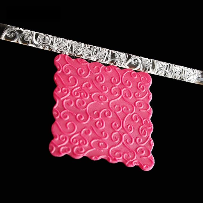 Acrylic Rolling Pin with 28 Patterns, Lightweight 6.3x0.4 Inch Textured Design - Image 2