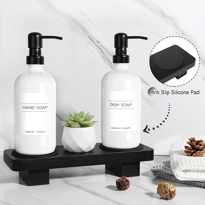 KASUNTING Hand Soap Dispenser for Kitchen, Bathroom Soap Dispenser Set - Image 4