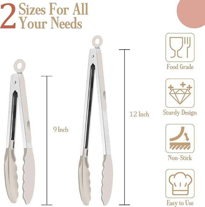 TeamFar Kitchen Tongs, Heat Resistant Silicone Tongs, Locking Design & - Image 2