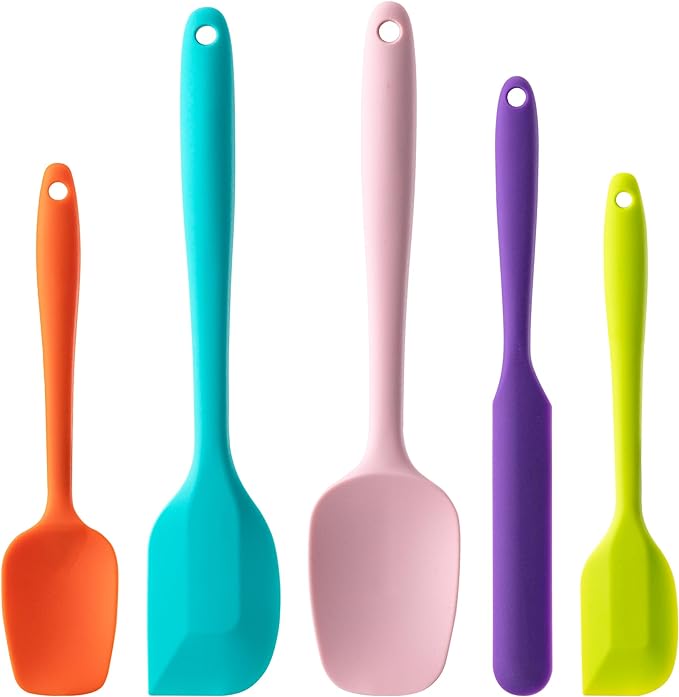 Silicone Spatula Set, 5 Piece Food Grade Rubber Spatulas by Hoewina